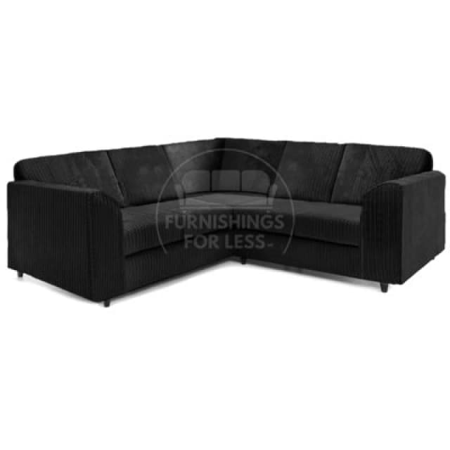 Furnishings For Less UK Ferguson Black 5 Seater Fabric Corner Sofa L Shaped Jumbo Cord - Full Back