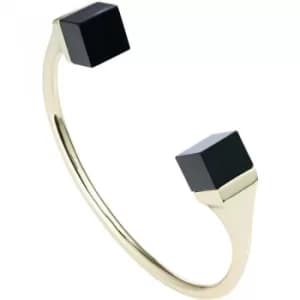 Ladies Karen Millen Gold Plated Geo Cube Cuff Bangle