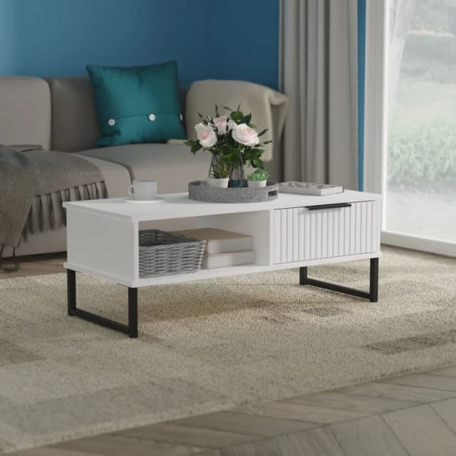 Ready Assembled 2 U Menai 1 Drawer Coffee Table (Ready Assembled) in White Size: Medium White Unisex Medium