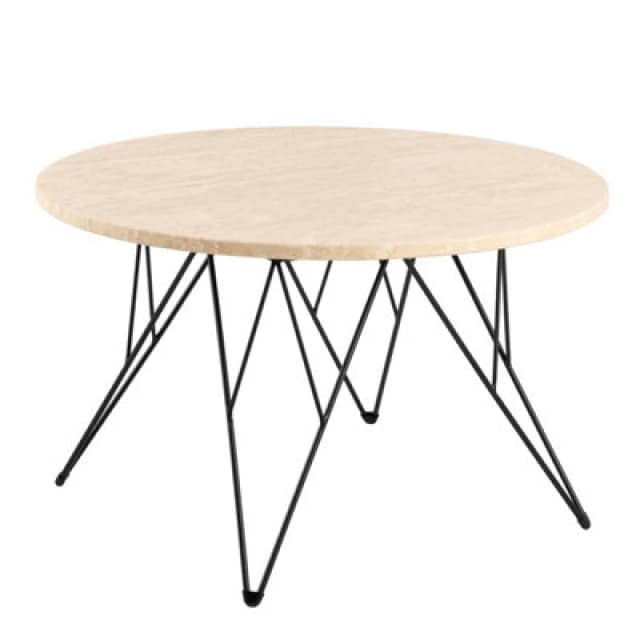 Furniture To Go Prunus Round Coffee Table In Matt Beige And Matt Black Coated Steel Base 80X46.4Cm
