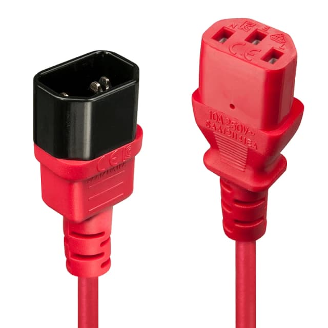 Lindy 0.5m IEC Extension Cable. Red