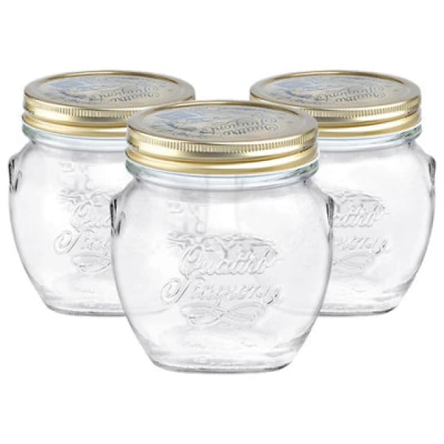 Bormioli Rocco Quattro Stagioni Glass Storage Jars - 500ml - Pack of 3 Clear