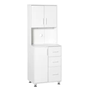 HOMCOM Modern Kitchen Buffet with Hutch Pantry Storage,2 Cabinets, 3 Drawers and Open Countertop, 60L x 40W x 150H cm, White