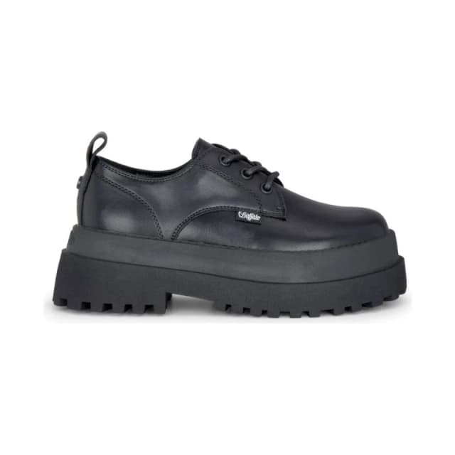 Buffalo Womens Pluto Lace Up Vegan Nappa Platform Shoes in Black Size: 6.5 Black Female 6.5