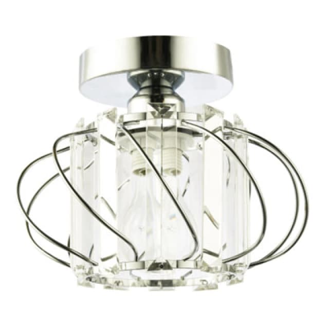 Happy Homewares Modern Polished Chrome Ceiling Light Fitting With Clear Crystal Glass