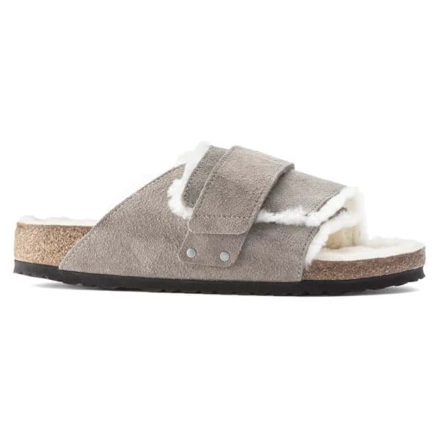 Birkenstock Suede leather/slipper fur sheepskin sandals Birkenstock Kyoto Gris Male 41 Etroit