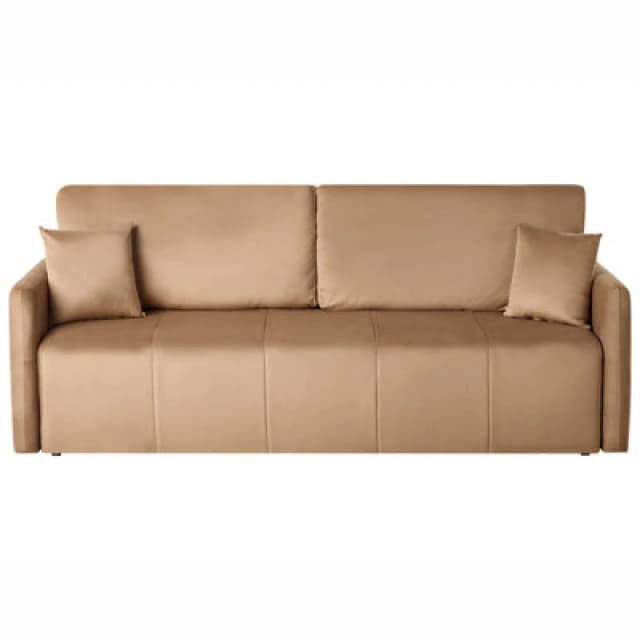 Beliani Sofa Bed 3 Seater Egge Velvet Light Brown