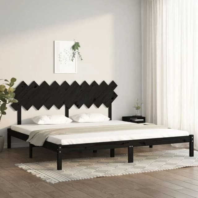 Vidaxl Bed Frame Black 200X200 Cm Solid Wood, Black 3104892