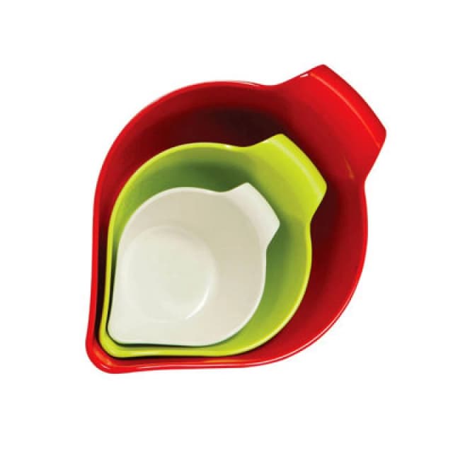 Premier Housewares Set of 3 Assorted Coloured Melamine Measuring Bowls Multi