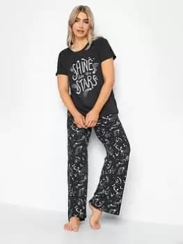 M&Co Shine Like The Stars Wide Leg Pj Set, Black, Size 10-12, Women