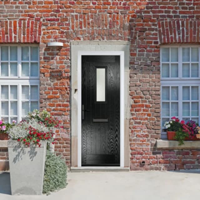Lacerta Composite Door Sunningdale Black 920mm X 2090mm Open In Right Hand Obs Glass 10 Year Guarantee - Free Delivery & Smart Lock