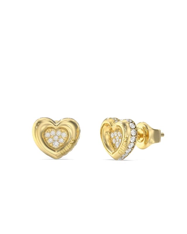 Guess UBE05466YG Guess Womens L.O.V.E. 10mm Heart Pave Studs Jewellery