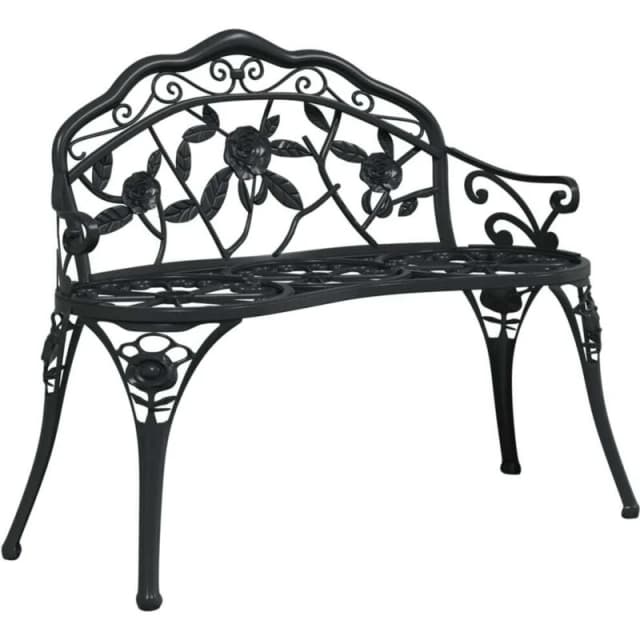 VIDAXL Garden Bench 100cm Cast Aluminium Black Vidaxl 8720286722534