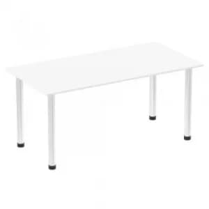 Impulse 1600mm Straight Table White Top Chrome Post Leg I003594