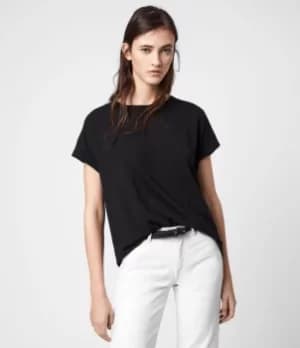 AllSaints Womens Cotton Lightweight Imogen Boy T-Shirt, Black, Size: XS/S