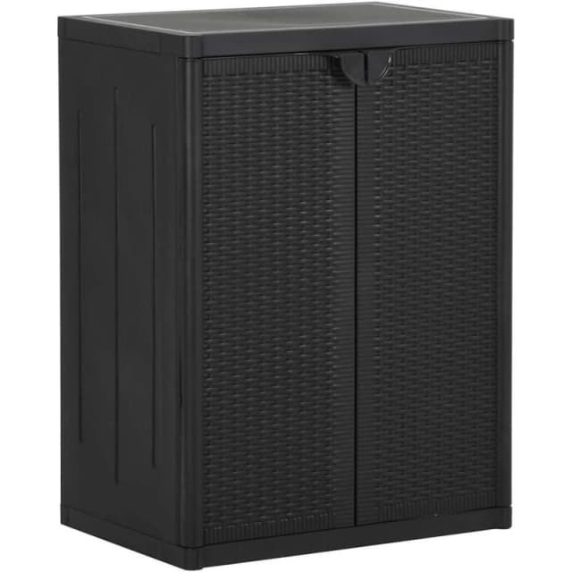 VIDAXL Garden Storage Cabinet Black 65x45x88cm pp Rattan Vidaxl 8720286768051