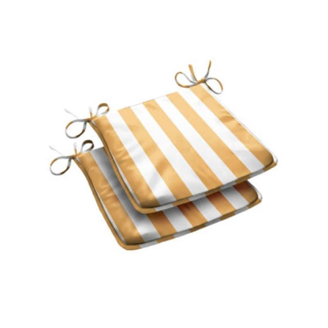Luxury Living Wide Striped Outdoor Tapezoid Shape Seat Pad Yellow