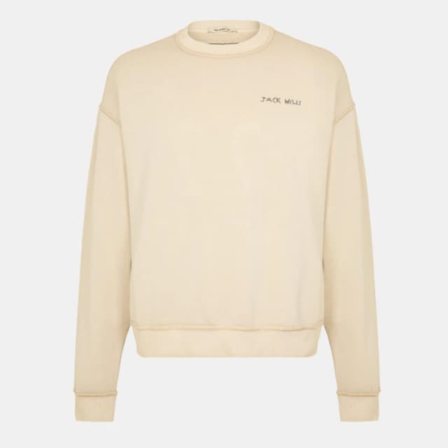 Jack Wills Mens JW Worn Well Crew Sweatshirt Putty male S