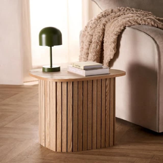 OHS OHS Ribbed Side Table Corner Bedroom Living Room Office Bedside in Natural Natural One Size Unisex 5027434229598
