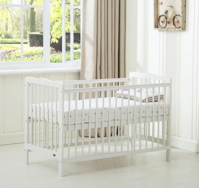 MCC Direct Wooden Baby Cot Crib with Mattress Brooklyn White
