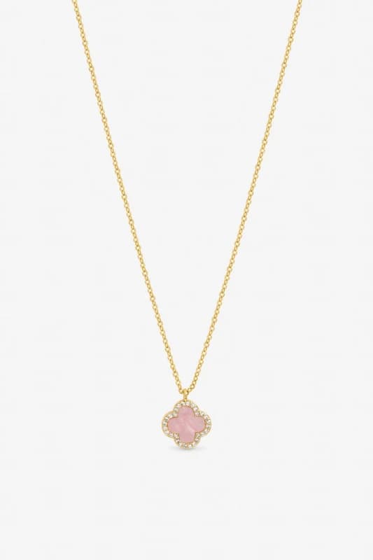 Jon Richard Womens Gold Plated & Pink Clover Pendant Necklace Gold Female One Size