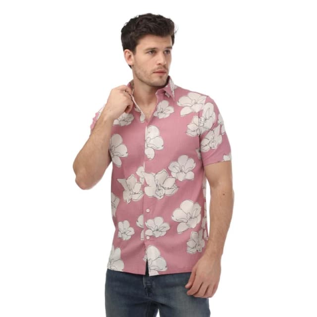 Ted Baker Coving Short Sleeve Seersucker Floral Print Shirt - Pink Pink S