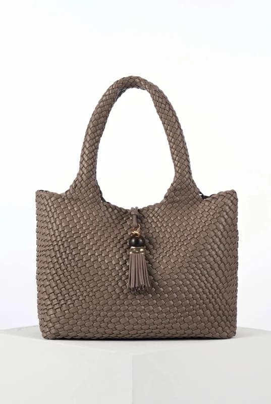 Luella Grey Womens 'Saskia' Peat Large Woven Tote in Taupe Female