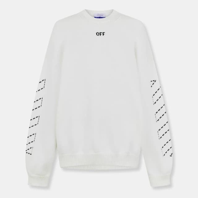 Off White Mens Arrows Cotton Long Sleeve Crew Neck Sweatshirt Cream /Black male S