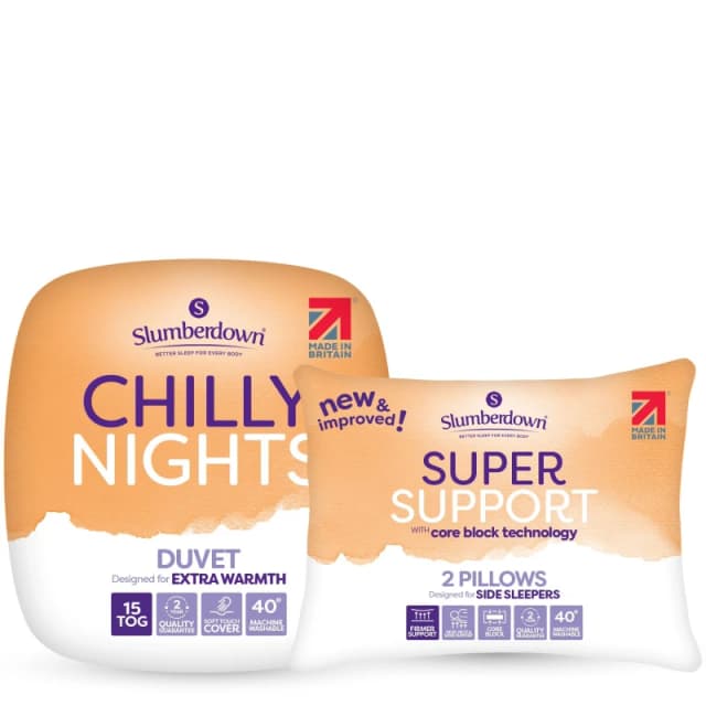 Slumberdown Chilly Nights 15 Tog Duvet & 2 Super Support Pillow White unisex Super King