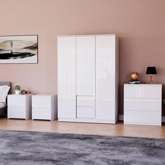 Lassic Vida Designs Glinton Gloss 4 Piece Bedroom Set 6 White unisex 4 Piece