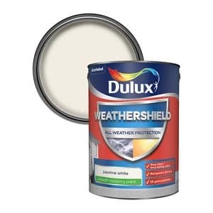 Dulux Weathershield All Weather Protection Jasmine White Smooth Masonry Paint 5L