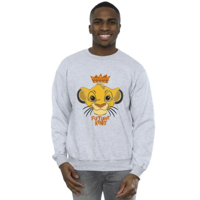 Disney Men The Lion King Future King Sweatshirt in Grey Size: Small Grey S Male 5063283186385