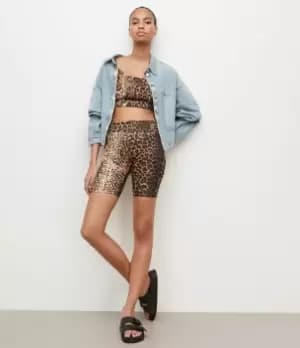 AllSaints Womens Ariel Noche Bike Shorts, Yellow, Size: 10