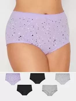 Yours 5 Pack Star Full Briefs Grey, Size 14-16, Women