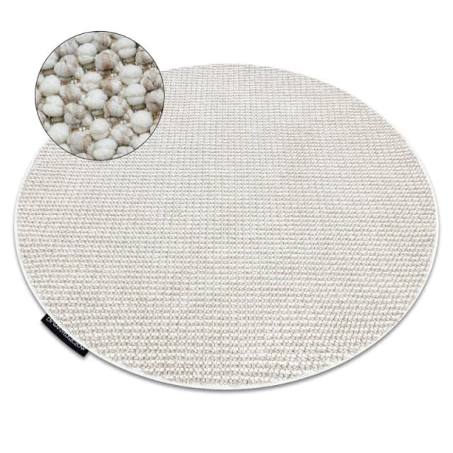 RugsX Carpet Casablanca Loop Circle White / Beige Loop, Soft Circle 133 Cm