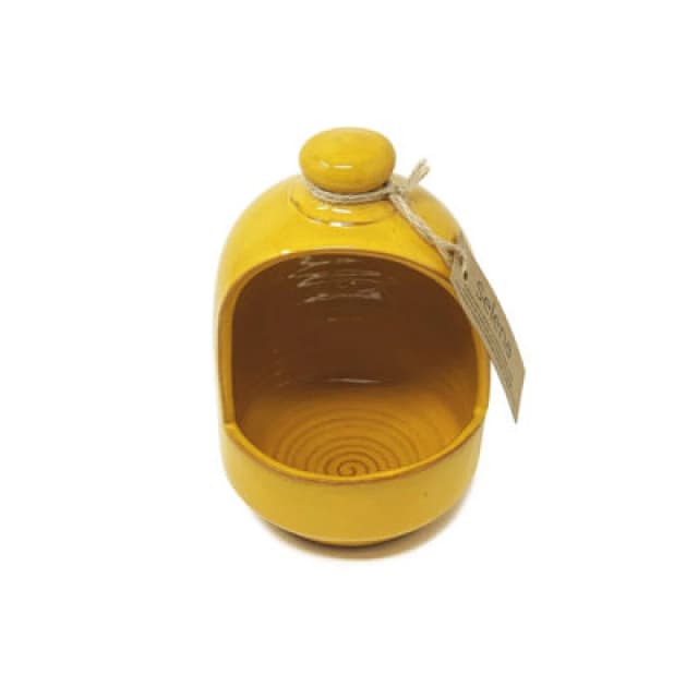 Verano Spanish Ceramics Selena Glazed Hand Dipped Solid Colour Kitchen Dining Salt Pig Yellow (D) 11Cm