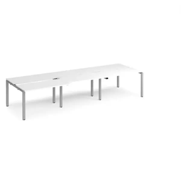 Adapt Bench Desk 6 Person Rectangular Desks 3600mm With Sliding Tops White Tops With Silver Frames 1200mm Depth Adapt White STE3612-S-WH