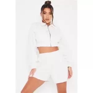 I Saw It First Cream Borg Side Pocket Shorts - White