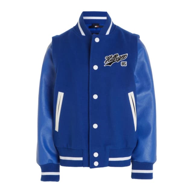 Tommy Hilfiger Unisex Kids Zip-Off Sleeves Wool Varsity Jacket Ultra Blue unisex 8Y