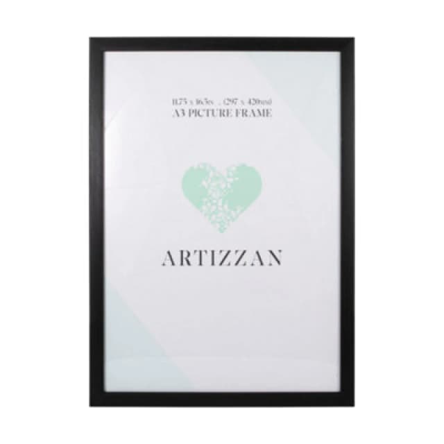 Happy Homewares Modern And Stylish Black Veneer Wood Effect A3 Plastic Frame For Wall Hanging