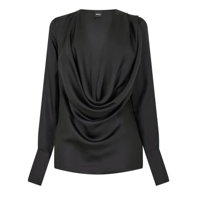 Boss Womens Bacowl Long Sleeve Blouse Black female 4 (XXS)