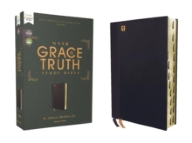 NASB, The Grace and Truth Study Bible (Trustworthy and Practical Insights), Leathersoft, Navy, Red Letter, 1995 Text, Thumb Indexed, Comfort Print Lea