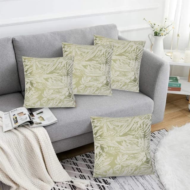 Alan Symonds Botanic Floral Soft Chenille Cushion Set of 4 Green unisex 45x45cm