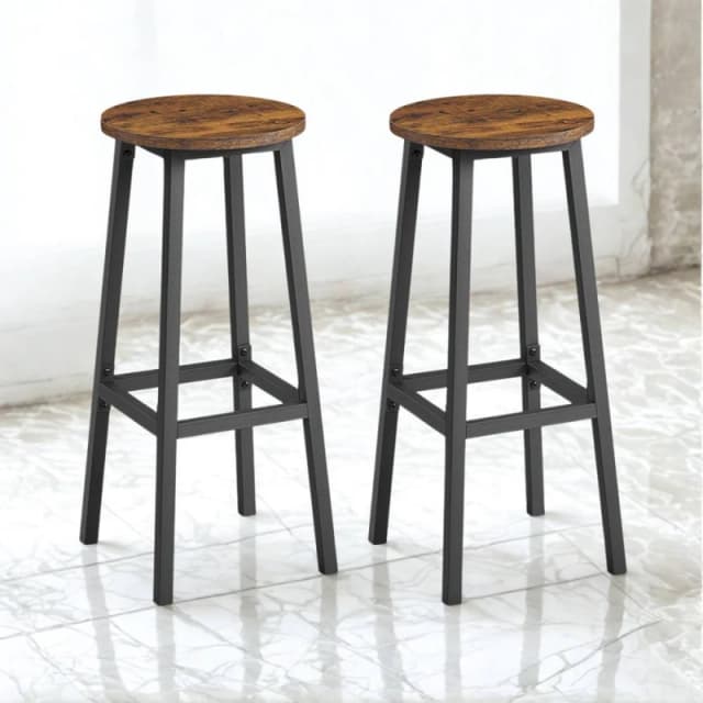 Pirlo Plush Set of 2 Kitchen Counter Height Breakfast Bar Stools Brown Brown Unisex