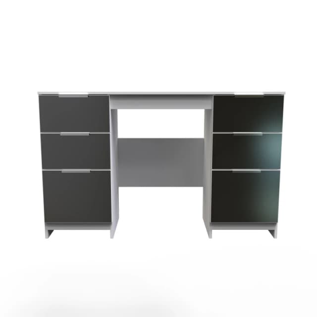 Poole Double Pedestal Desk In Black & White (Ready Assembled)