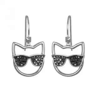 Ladies Karl Lagerfeld Silver Plated Sunglasses Choupette Earrings