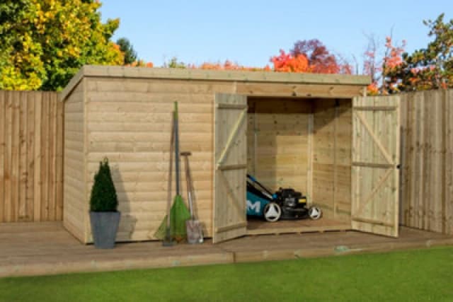 Empire Sheds Empire 4000 Pent 9X3 Pressure Treated Tongue And Groove Wooden Garden Shed Double Door Right (9' X 3' / 9ft X 3ft) (9X3)