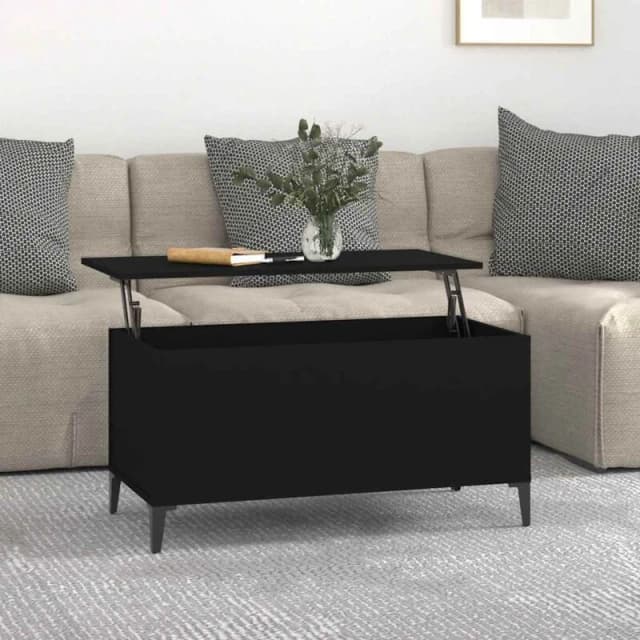 Vidaxl Coffee Table Black 90X44.5X45cm Engineered Wood, Black 819589