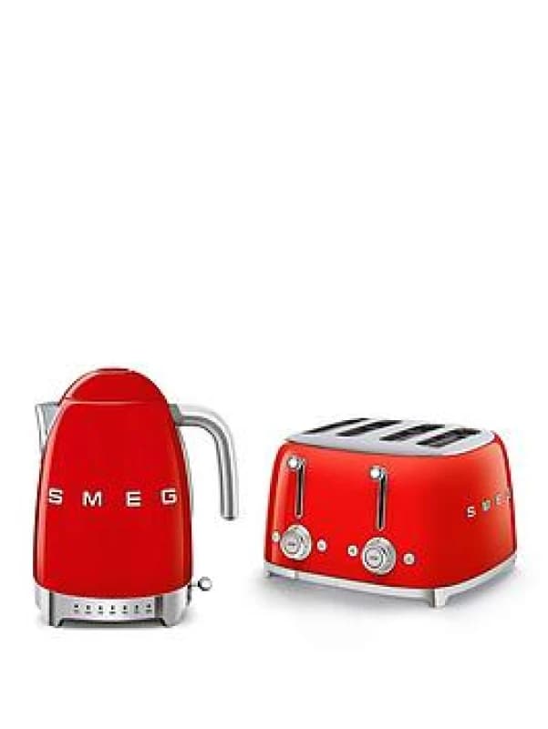 Smeg Smeg Kettle & 4 slice Toaster Set with 7 TEMPERATURE LEVELS in Red Red One Size Unisex 5056032970694