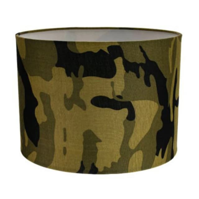 Happy Homewares Stylish Green And Black Army Camouflage Drum 10 Lampshade For Table Or Pendant